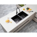 Aqu Gun Metal Handmade Double Bowls Sink 770*450*215 Aqu Gun Metal Handmade Double Bowls Sink 770*450*215